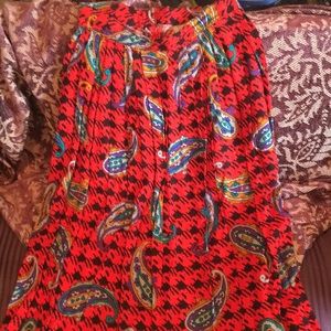 Red patterned skirt